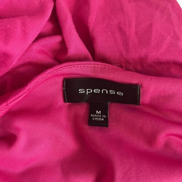 SPENSE Bright Pink Jersey Knit Maxi Sleeveless Ruffle Stretch Casual Dress sz M - Picture 15 of 16